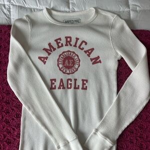 American Eagle Outfitters Women's White Long Sleeve Top